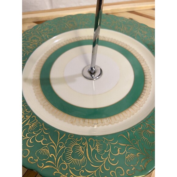 Vintage Viceroy China Floral Lazy Suzan Handled Tidbit Dessert Serving Tray - Picture 3 of 8